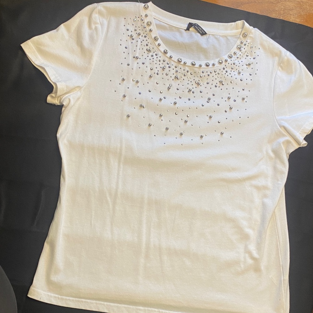 Embellished White Women's Top
